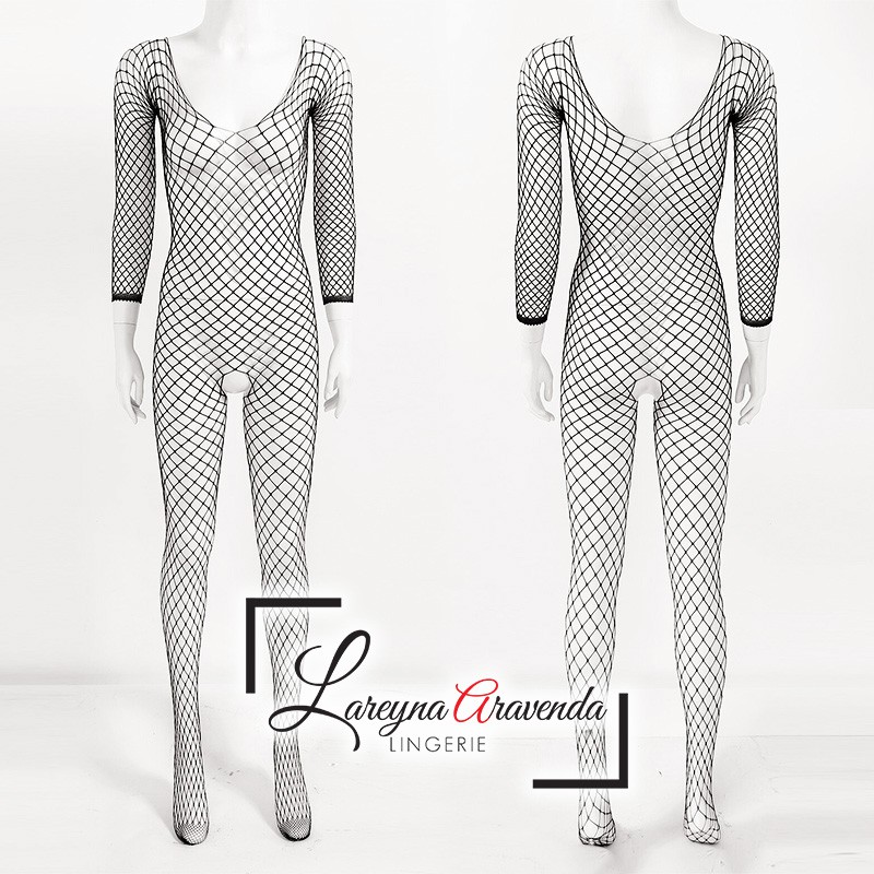 Lingerie Seamless Body Stocking Seksi Model Jaring Lengan Panjang LG335B