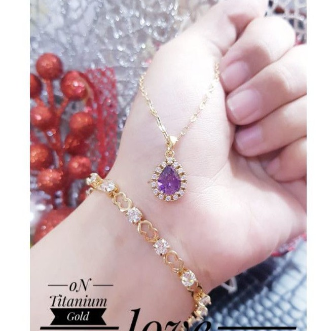 Titanium Set Kalung dan Gelang Cantik 766n