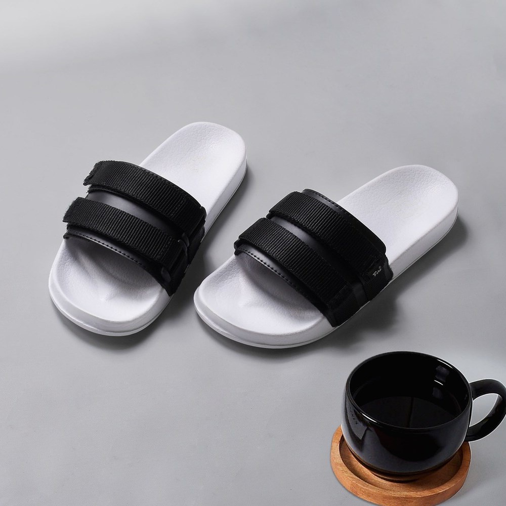 MONO WHITE ORIGINAL x FOOTSTEP Sandal Casual Putih Pria Sendal Slide Jalan Santai Harian Slippers Hangout Main Kondangan Lebaran Slop Selop Karet Anti Slip Premium Slip On Remaja Dewasa Flip Flop Kerja Formal Sport Footwear Keren Terbaru Kekinian Branded