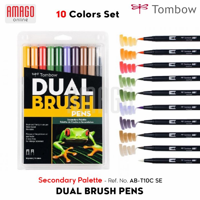 TOMBOW Dual Brush Pens - Secondary Palette of 10 colors - AB-T10C SE