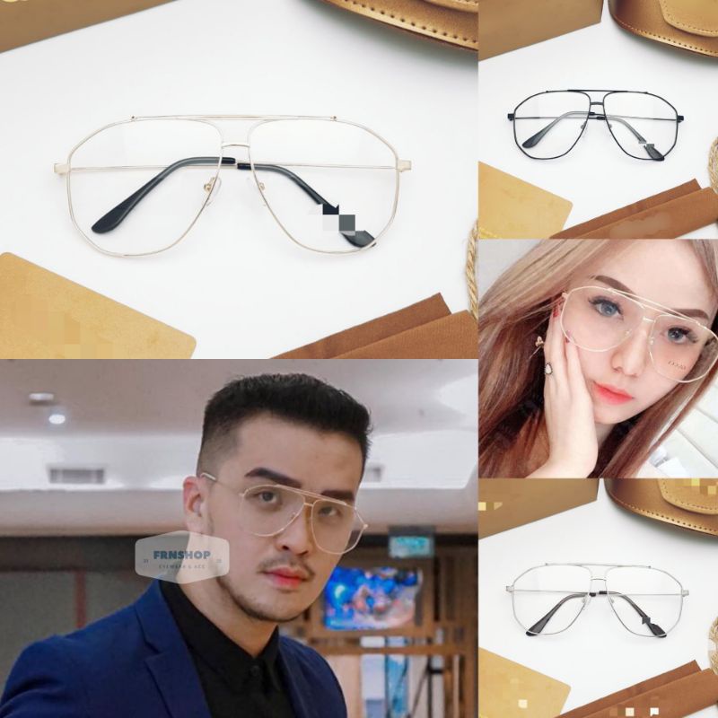 Frame Kacamata Besar Over Size GC Navigator Nikita Mirzani Pria Wanita Lensa Minus Anti Radiasi