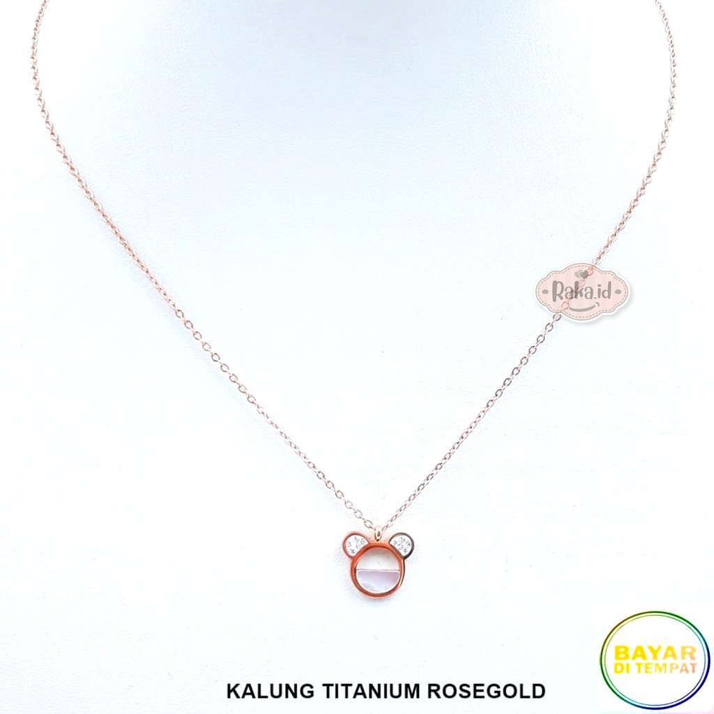 RAKA Acc - Kalung Wanita Kalung Titanium Mickey Bulat Bulat Perhiasan Cantik Wanita Berkualitas 607