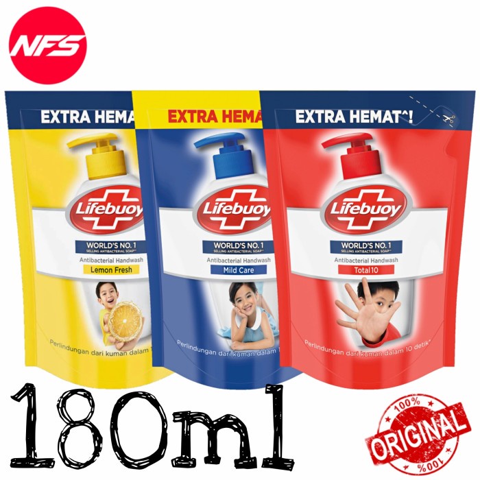 G2Tg1T2G Lifebuoy Handwash 180 Ml-Sabun Tangan Cair-Hand Soap Wash Refill Botol - Red-Total10