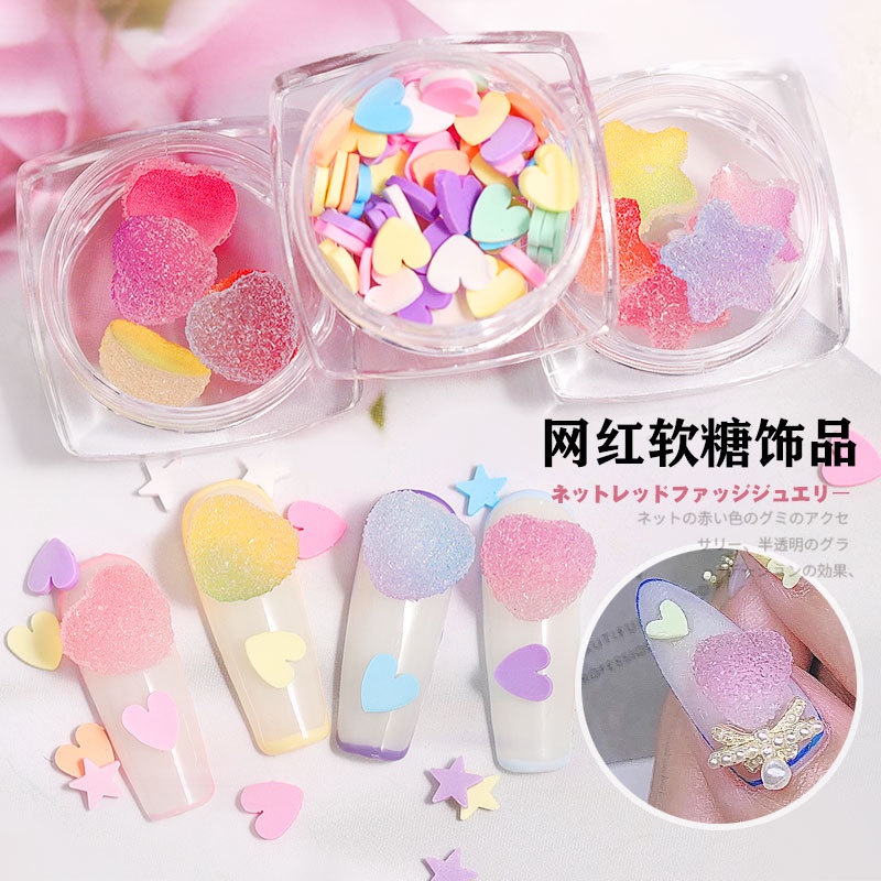 Pretty  Hiasan CANDY/HIASAN Kuku 3D Bentuk Hati / Bintang / Permen Bahan Akrilik Untuk Dekorasi Nail Art DIY