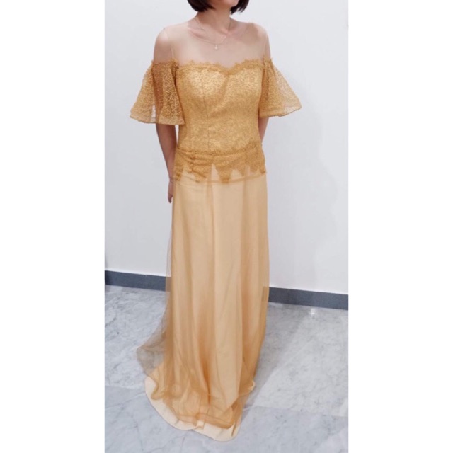 Gaun Pesta/ Bridesmaid Dress/ Evening Gown “Gold” size L