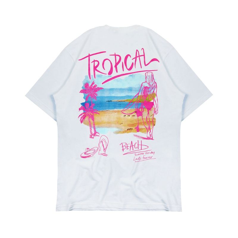 KAOS/TSHIRT PRIA WANITA PINK WHITE NAUGHTY - SUMMER HOLIDAY