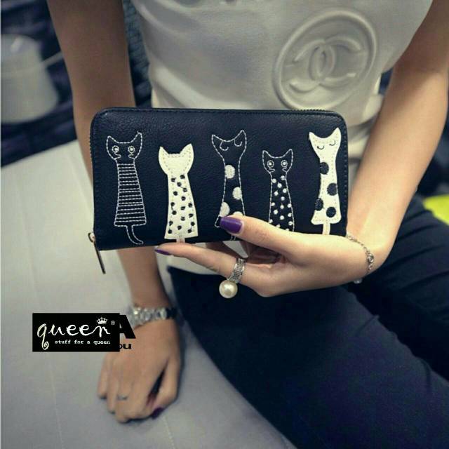 DOMPET WANITA KUCING BERJEJER - Dompet panjang wanita KOREAN FASHION WALLET