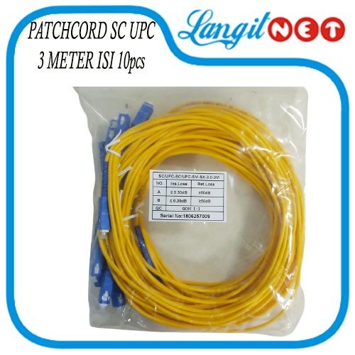 PATCHCORD FO SC SC UPC SINGLE MODE 3Mtr isi 10pcs