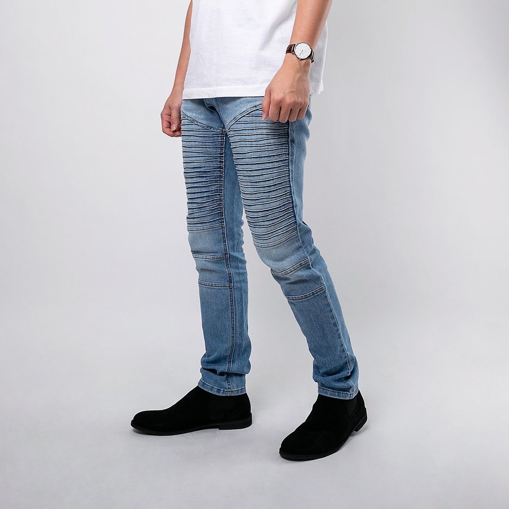 Celana Jeans Pria Bahan Stretch Denim - Biker Jeans - Sky Blue - (UJB-07)