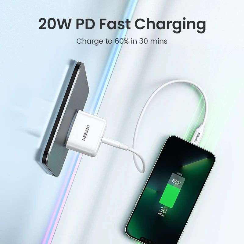 UGREEN MINI Charger 20W PD Fast Charging QC 3.0 4.0 untuk iPhone Android