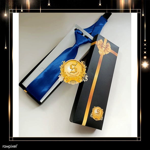 dasi pria instant polos satin kilap langsung pakai warna biru elektrik pakai perekat