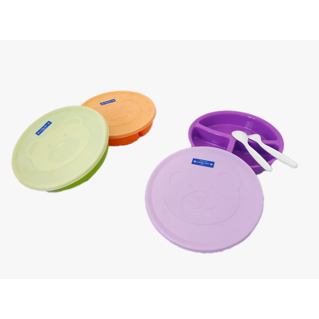 Kotak Makan Plastik Bulat Panda Lunch Box Dengan Sendok Garpu