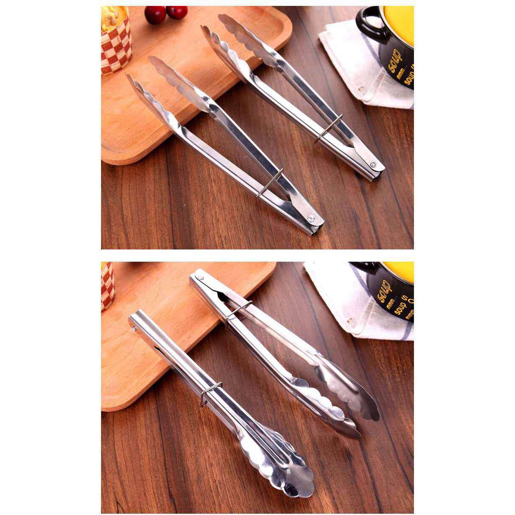 Pencapit Makanan 24 CM Stainless Steel Dapur Barbekyu, Gagang Pemanggang Roti