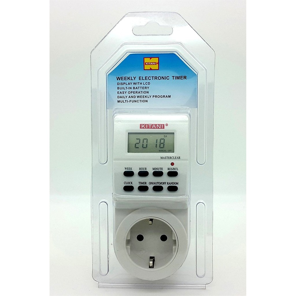 Kitani Digital Timer Stop Kontak Listrik Otomatis Beban Maksimum 16A/3600w, Tegangan 220-230v.