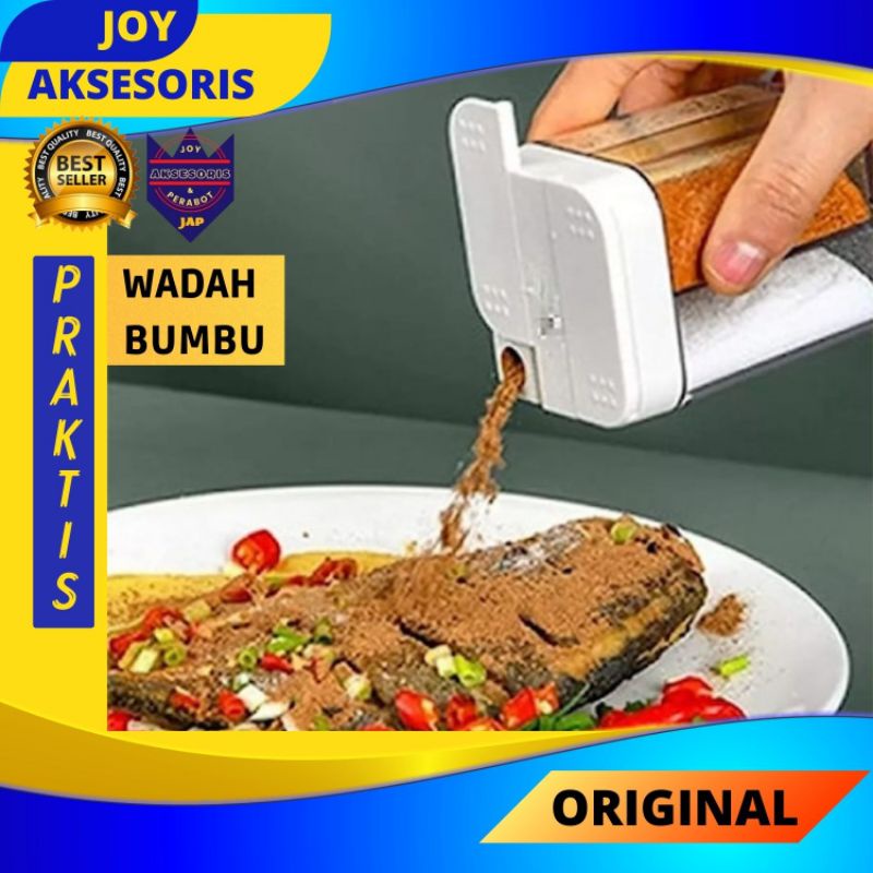 kotak wadah toples tempat penyimpanan makanan bumbu bubuk halus lembut rempah abon tabur kering set 