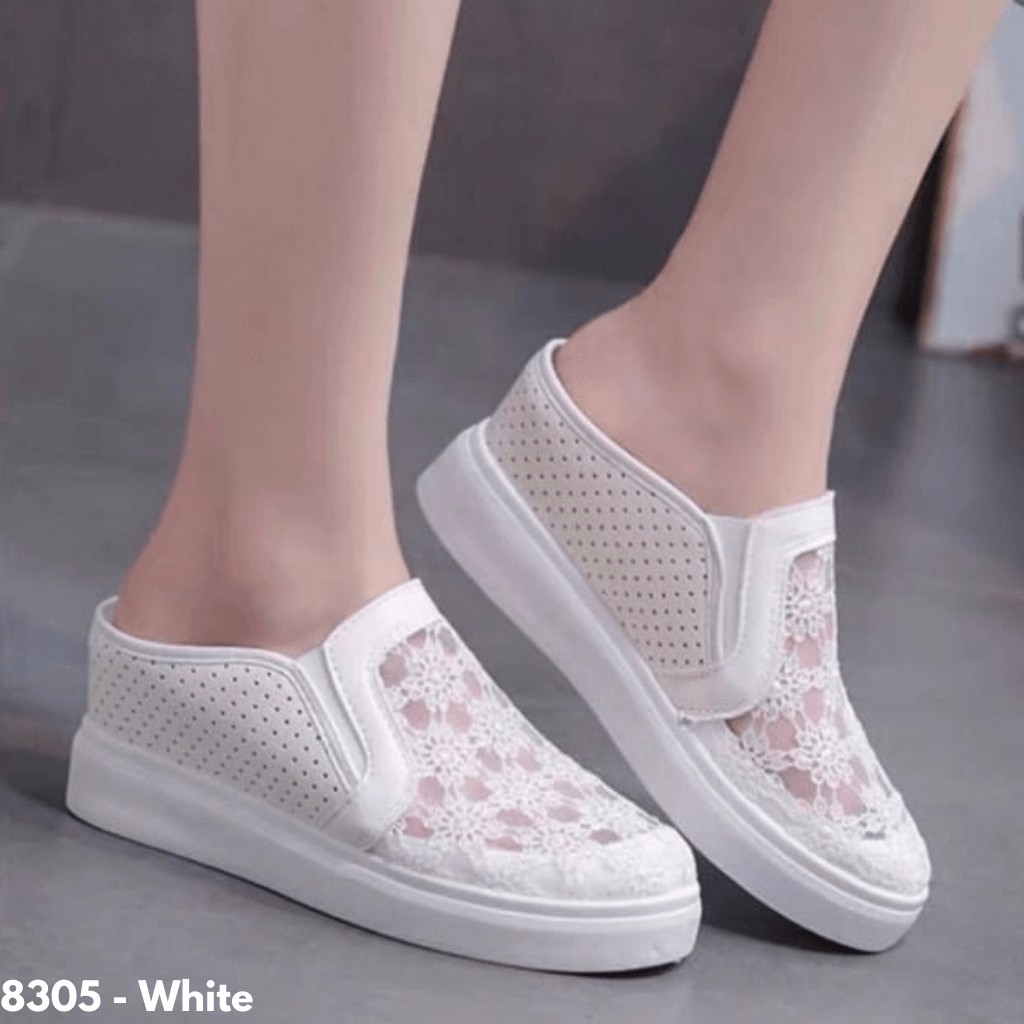 SEPATU WEDGES SLOP BROKAT PRAKTIS CASUAL REMAJA DEWASA GAYA KOREA 8305 IMPORT