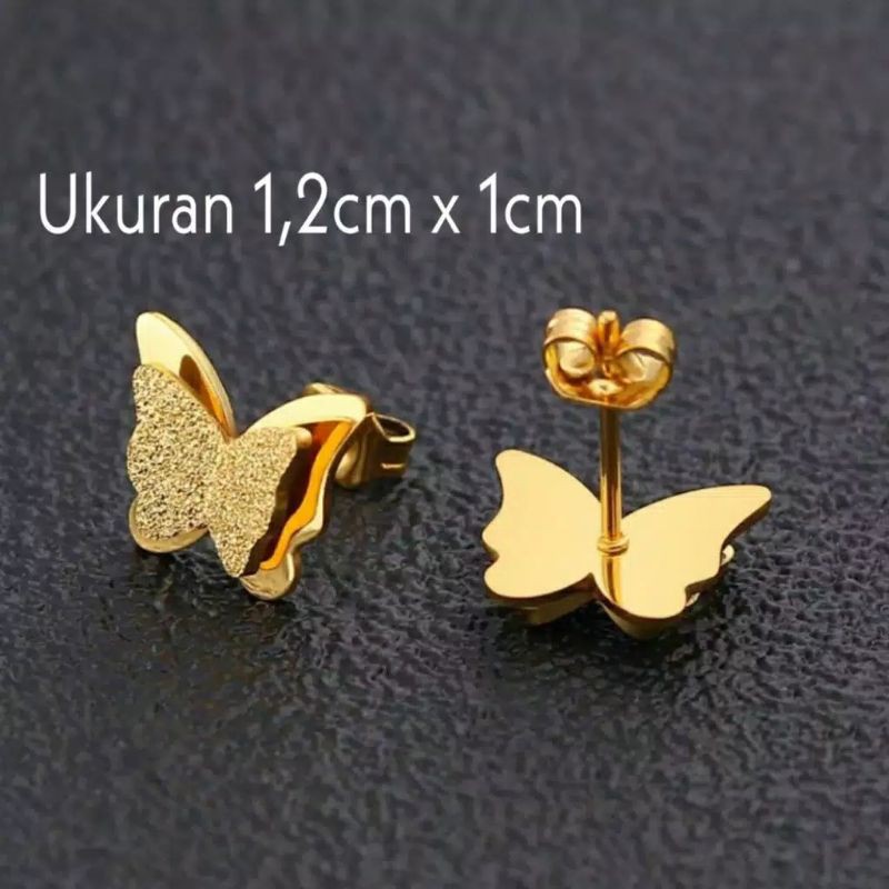 ANTING TITANIUM ASLI PREMIUM CANTIK ANTI LUNTUR/TUSUK KUPU2