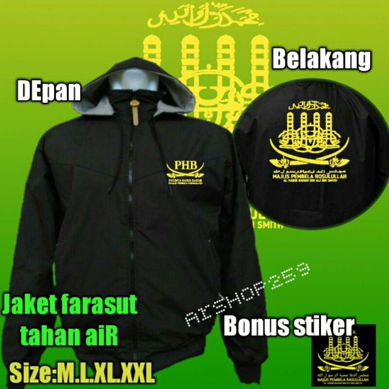 jaket farasut tahan air (PHB pcinta Habib bahar flez bonus stiker)