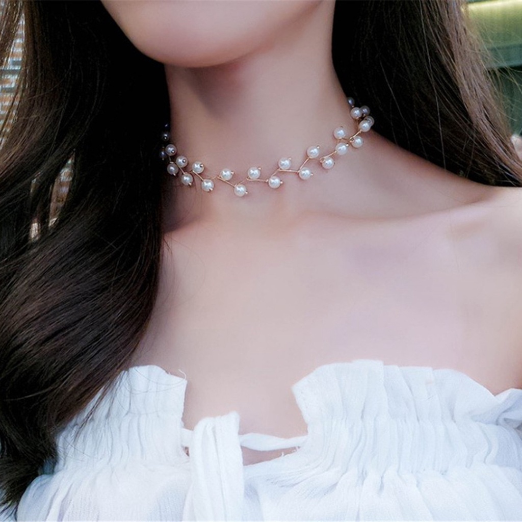 Hu Hu Hu Hu Hu Alat Bantu Pasang Kacamata♡ Kalung Choker Rantai Mutiara Imitasi Adjustable Untuk Wanita