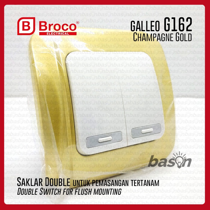 BROCO Galleo Gold / Emas G162 | Saklar 2 Gang 1 Way Switch