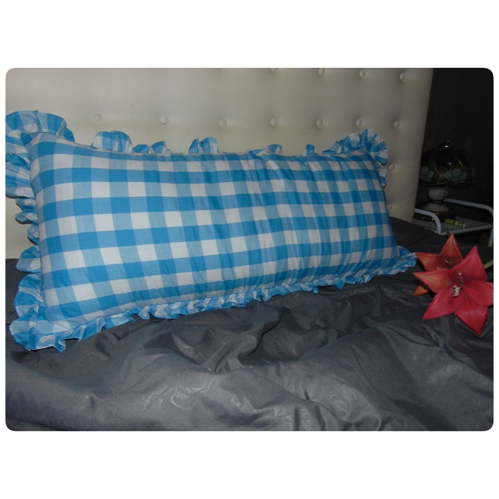 SARUNG BANTAL CINTA Rumbay Ruffle Ukuran Jumbo 45x95 cm Motif Kotak-kotak Gingham Estetik Kekinian dari Ismi Store