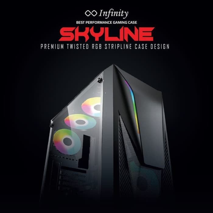 CASING INFINITY SKYLINE - Tempered Glass GAMING CASE - INCLUDE 1 FAN