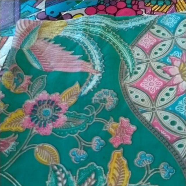 Kain Batik Solo 3 Motif Burung Parang Kawung Warna Hijau Tosca