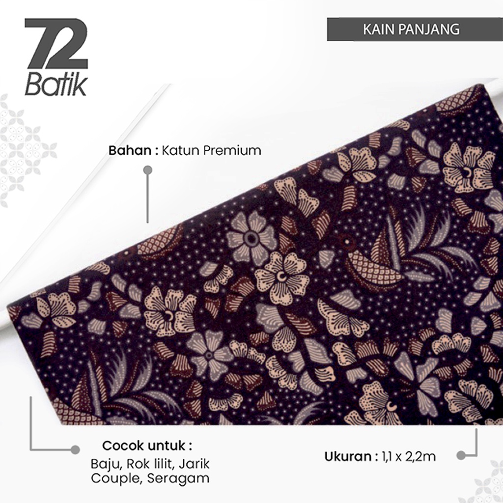 KAIN BATIK PREMIUM Bahan Katun Motif Kembang Burung Warna Hitam Tanah Jarik 729492 CAP 72 - Jarik Jarit Samping Kebat Panjang Batik Katun Modern Premium Bahan Seragam Batik Pernikahan Kantor Keluarga Murah Kamen Jadi Batik Bali Lembaran