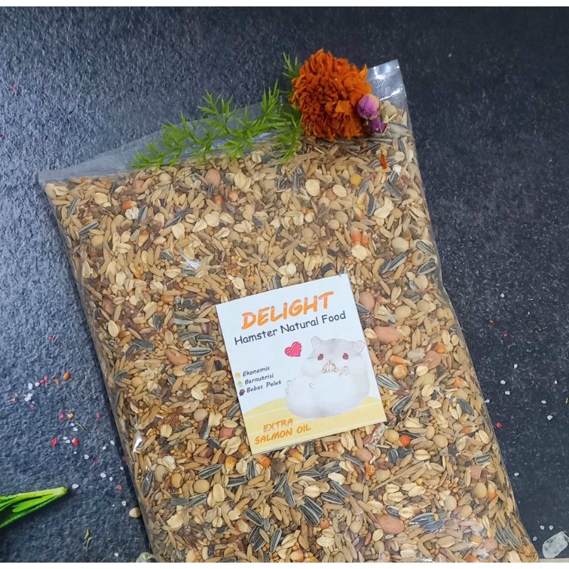 Delight 1kg Hamster Natural Food EXTRA SALMON OIL Makanan Hamster Alami