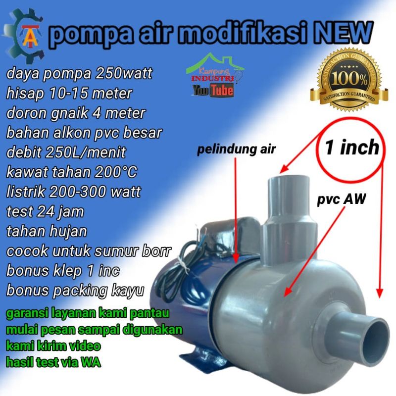 pompa air modifikasi alkon pvc 1 inch hemat listrik tahan hujan
