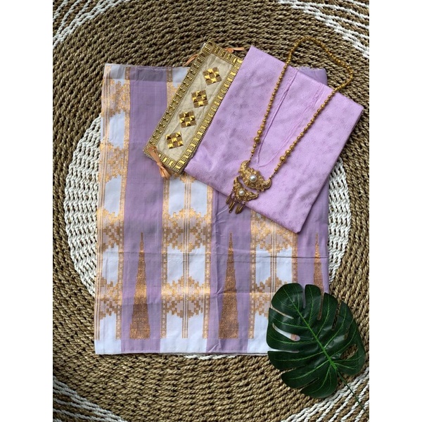 BAJU BODO DENGAN SARUNG SUTRA TENUN ASLI WARNA LILAC