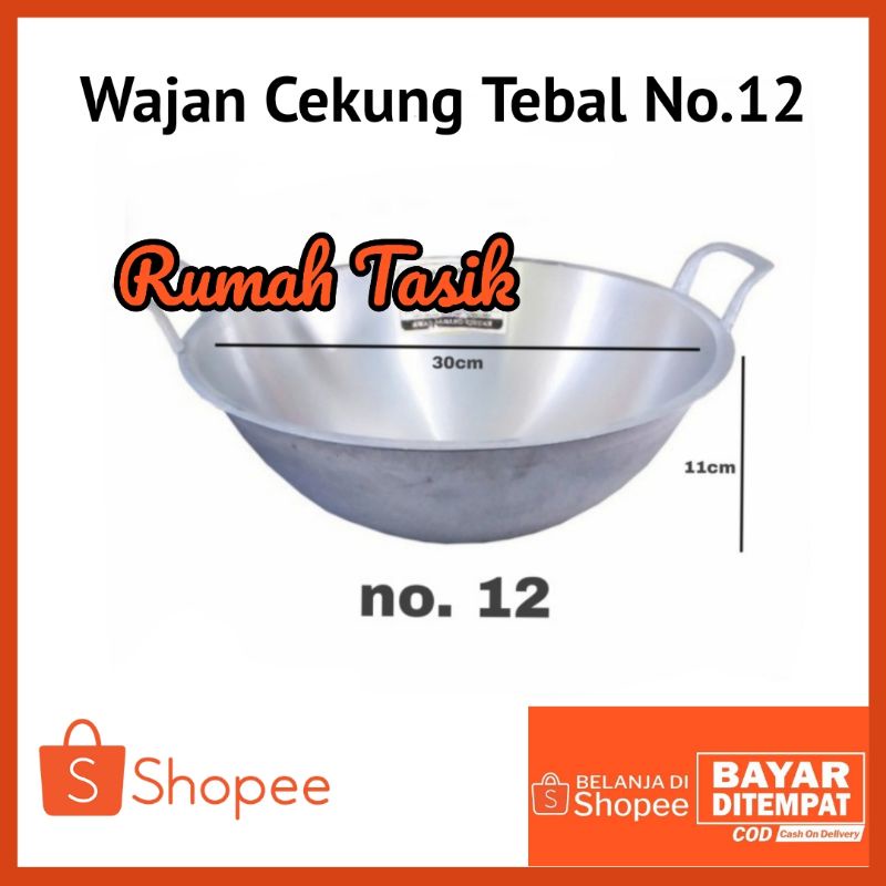 Wajan Penggorengan Cekung Tebal / Wok Pan Cekung No.12 Diameter 30cm