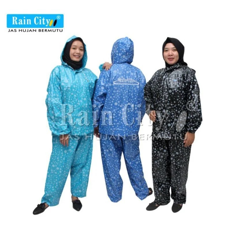 Jas Hujan Setelan Dewasa Boba Raincity Polkadot 69135