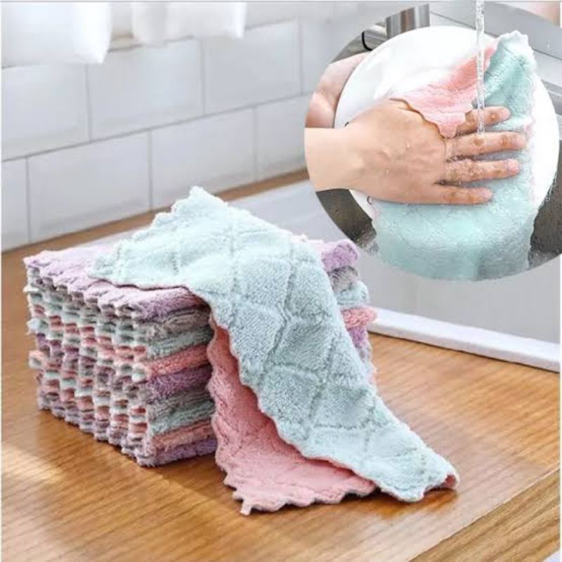 Kain Lap Kotak Kotak Dapur Meja Piring Microfiber Kitchen Towel Murah