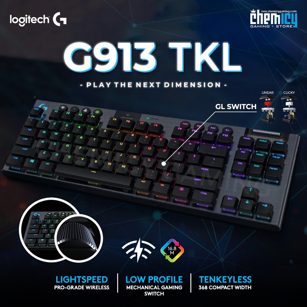 Logitech G913 TKL Lightspeed Wireless RGB Mechanical Gaming Keyboard