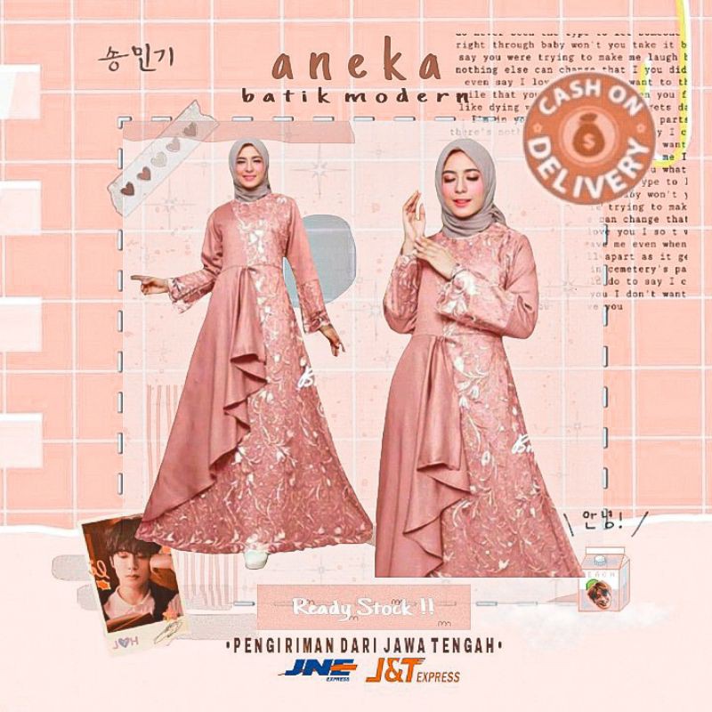 DRESS GAMIS BROKAT TILLE MODERN GOLDIE NAVY MARUN DUSTY PINK LILAC ABU LEBARAN MURAH JUMBO