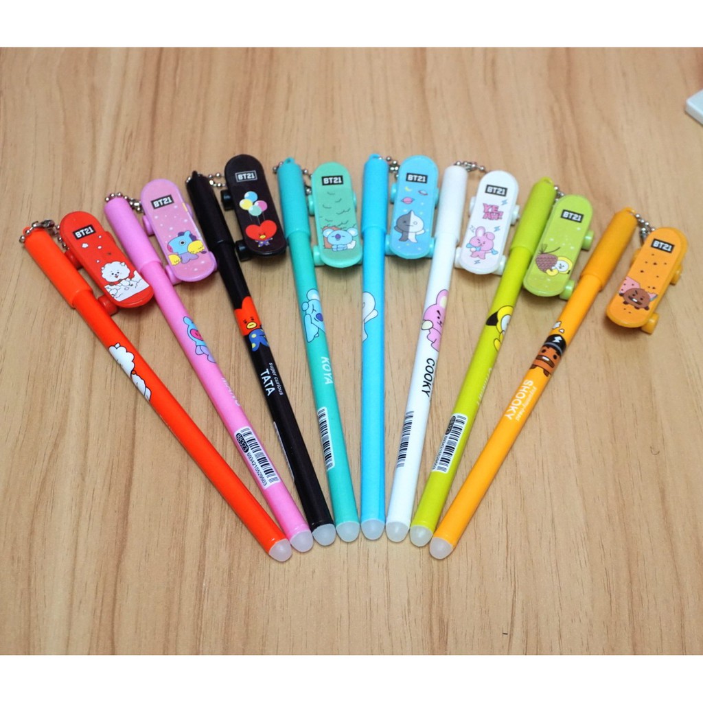 PULPEN SKATEBOARD BT21 UNIK BOLPEN LUCU IMPORT BOLPOIN ALAT TULIS SEKOLAH TERMURAH BISA COD