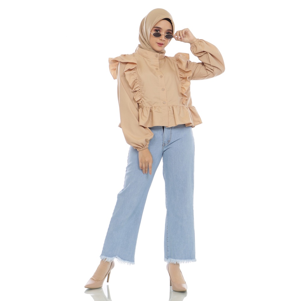 Croptee Ruffle Varisha - Atasan Crop Wanita Bahan Katun Ima