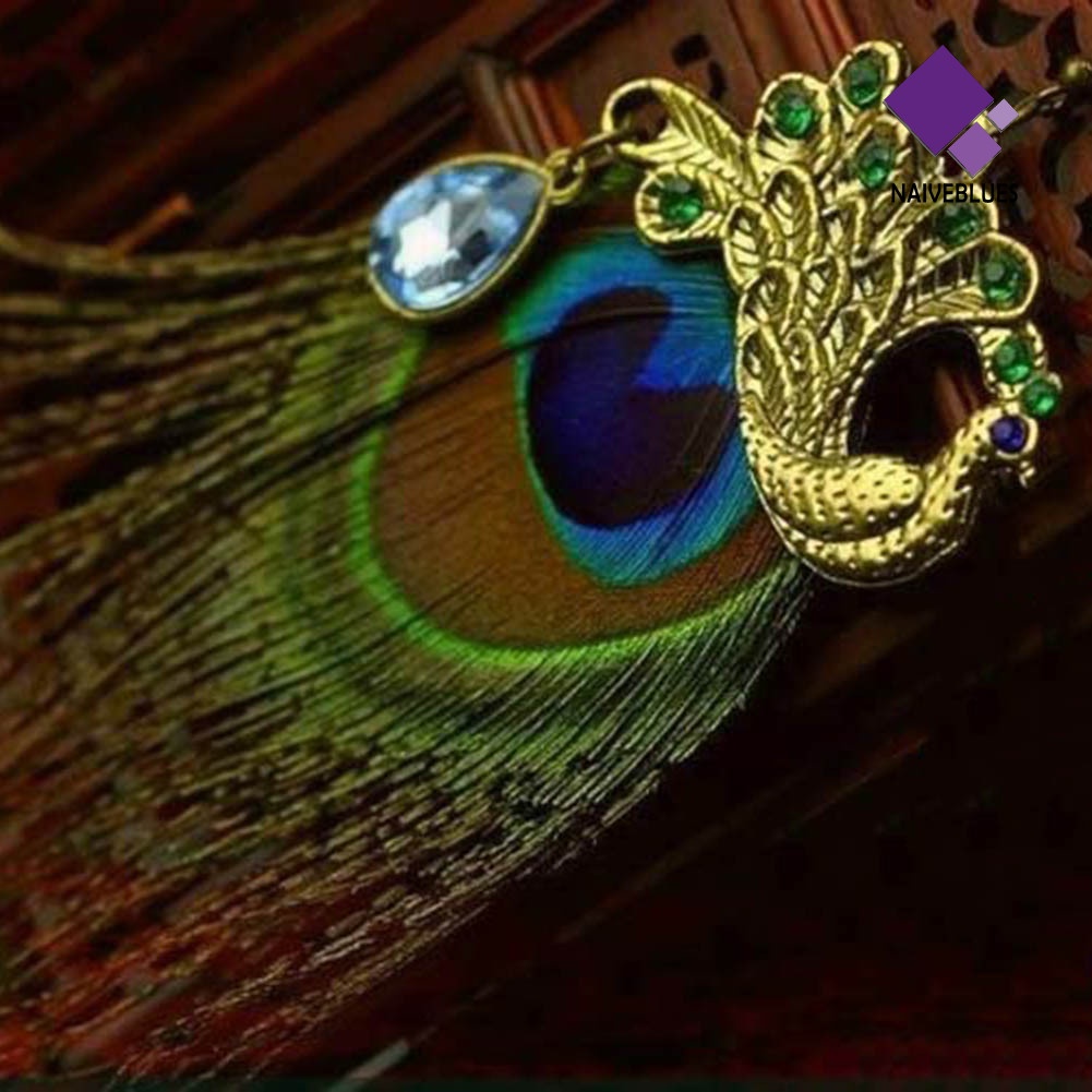 1pc Anting Bentuk Bulu Merak Gaya Bohemian Untuk Wanita