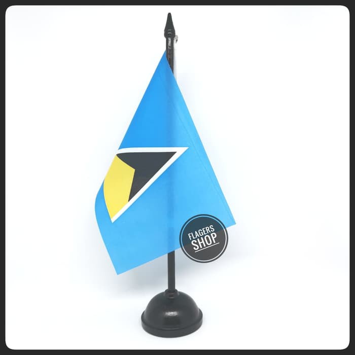 

Bendera Meja Saint Lucia + Tiang Kayu