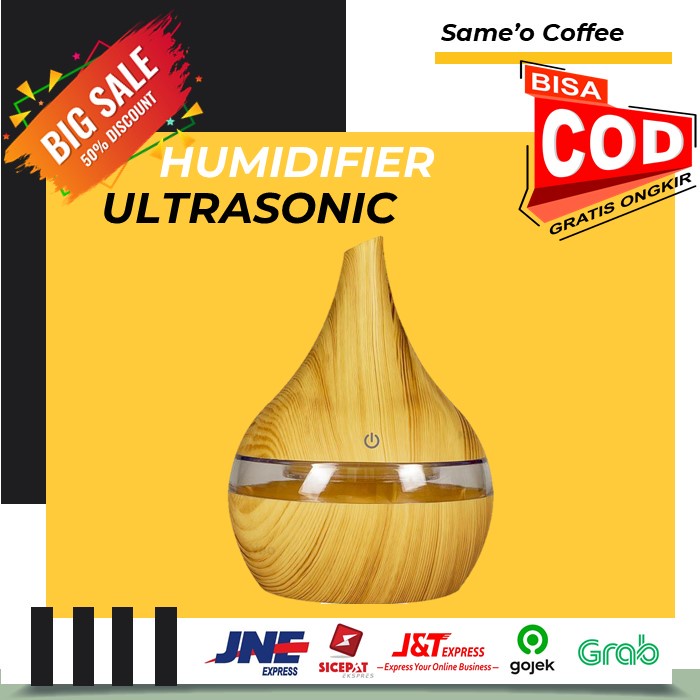 DIFFUSER HUMIDIFIER DESAIN KAYU BULAT + ESSENTIAL OIL 6 PCS-LONJONG B
