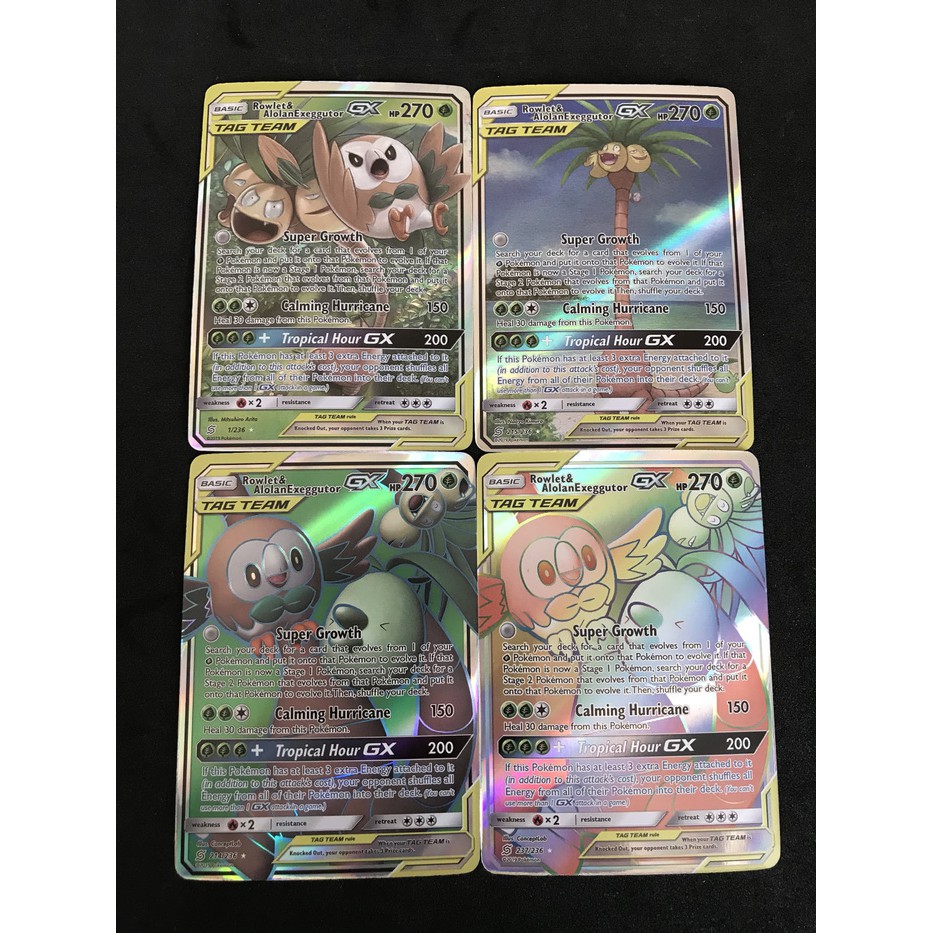 Kartu Pokemon TCG Sun&Moon Tag Team Rowlet & Alolan Exeggutor(4 kartu)