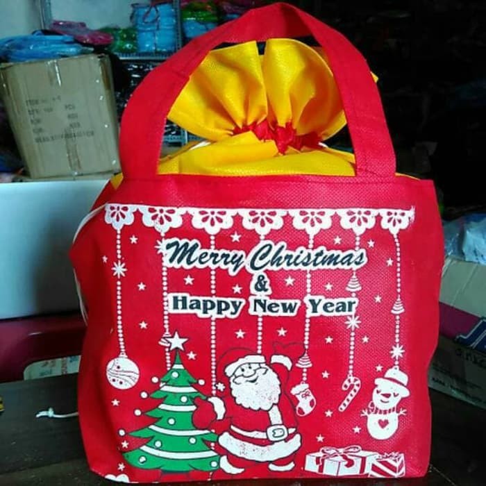 

Murah Souvenir tas natal murah serut spunbond santa