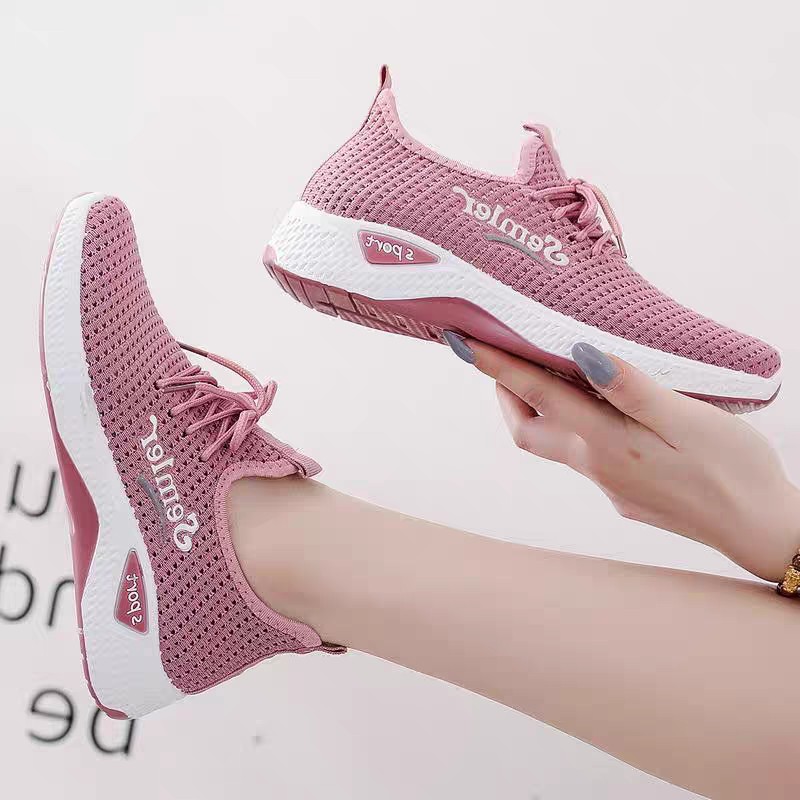 (COD) Sepatu running wanita tali surat bernapas  cahaya impor murah