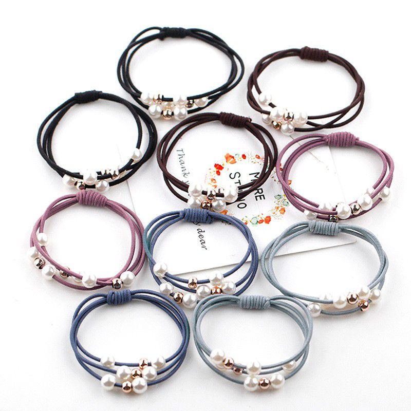 Ikat Rambut Mutiara Korea Warna Warni Cute / Gelang Mutiara Import