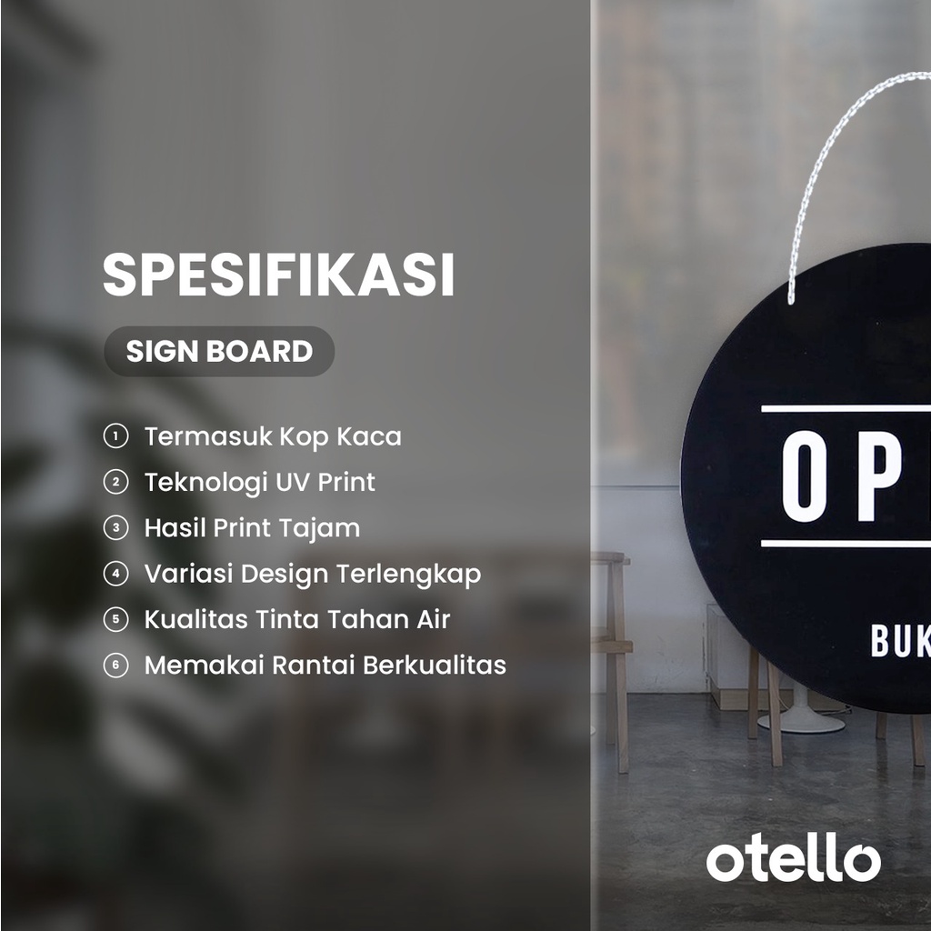 Otello Sign Changing Room Signage Board Acrylic Papan Gantung Label Akrilik Rantai Petunjuk Toko Modern Minimalist Kafe Restoran Kantor Gedung Cafe