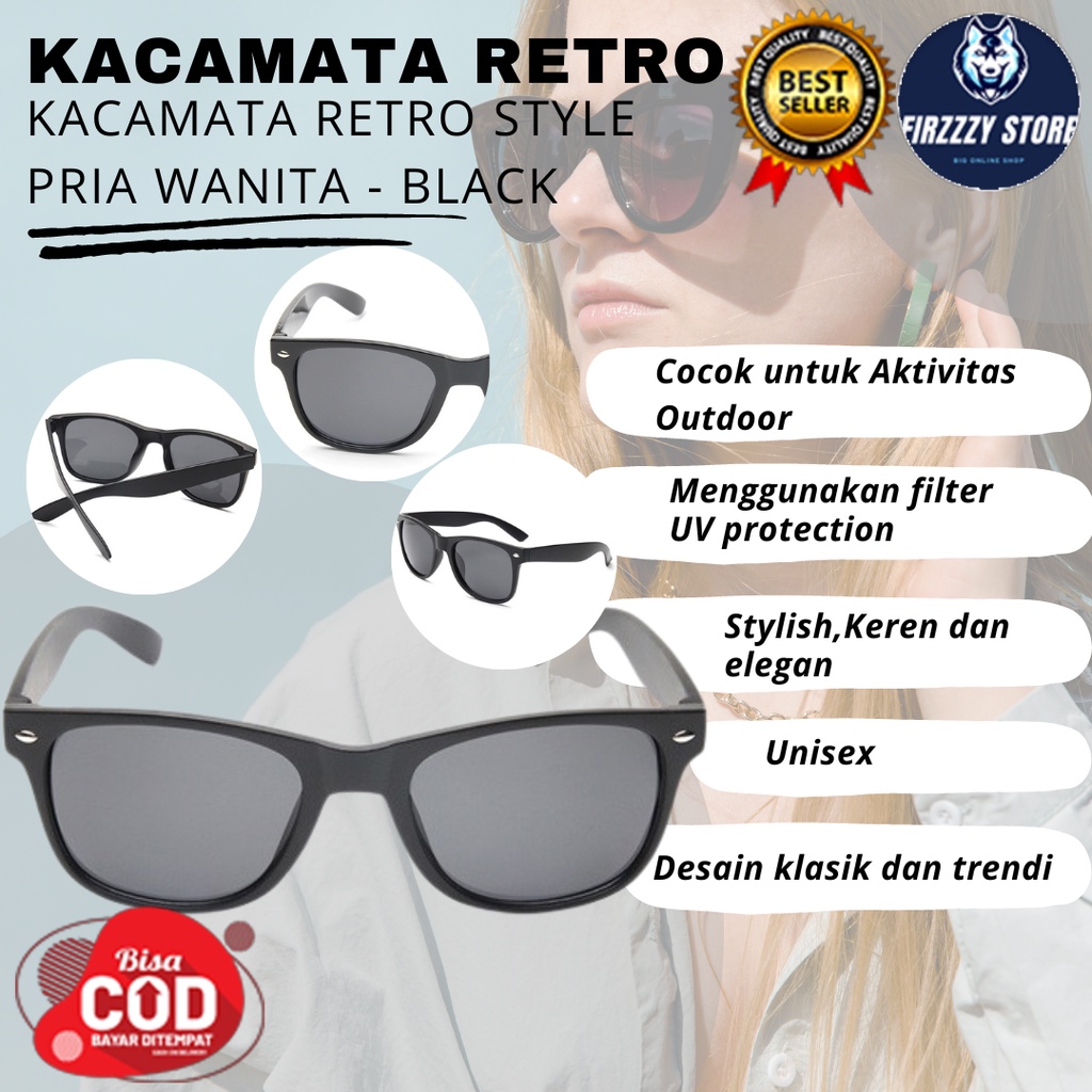 AOFLY Kacamata Retro Style Pria Wanita - Hitam