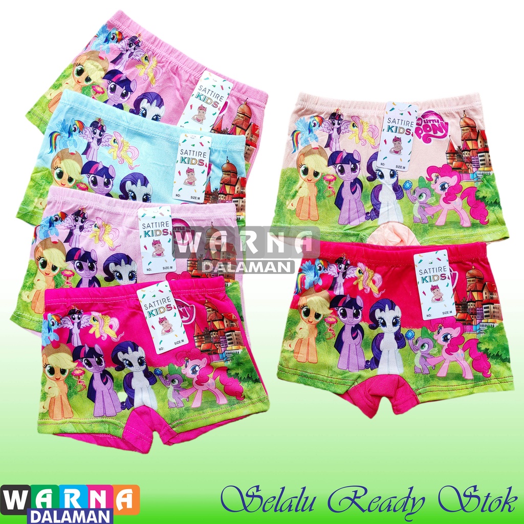 6 Pcs Boxer Anak Perempuan Gambar Kartun Celana Dalam Anak Cewek Terkini | WARNA DALAMAN