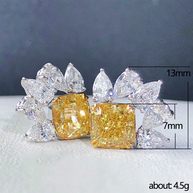 Anting Stud Cubic Zirconia Kecil Warna Kuning / Putih Untuk Wanita