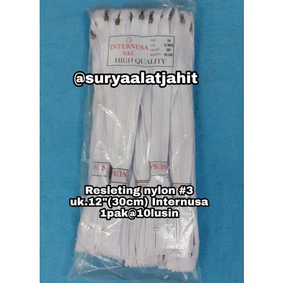 Resleting nylon 12in (30cm) Internusa =rp.7.500/12pcs